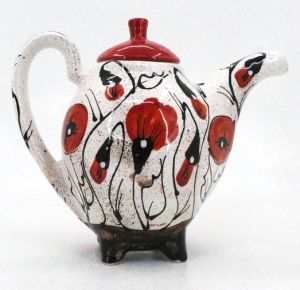 Чайник керамический "Маки на снегу", ручная работа