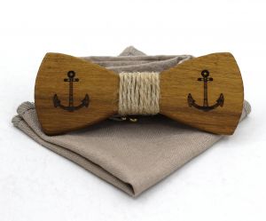 Деревянная бабочка-галстук + нагрудный платок (11)