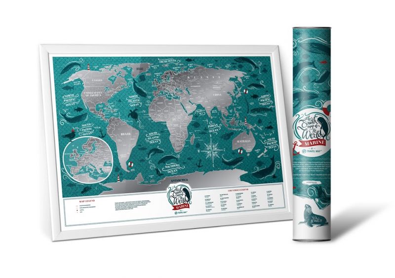 Скретч карта мира Travel Map "Marine World" (на английском языке)