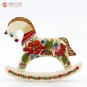 Лошадка-качалка с Петриковской росписью (03)