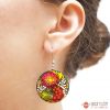 Серьги деревянные - круглые с Петриковской роcписью
