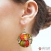 Серьги деревянные - круглые с Петриковской роcписью