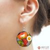 Серьги деревянные - круглые с Петриковской роcписью