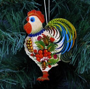 Елочная игрушка с Петриковской росписью "Півник" (04)