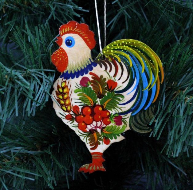 Елочная игрушка с Петриковской росписью "Півник" (04)