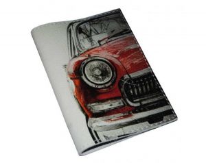 Обложка для паспорта "Красный автомобиль" (натур. кожа)