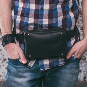 Сумка напоясная "Графит" (натуральная кожа)