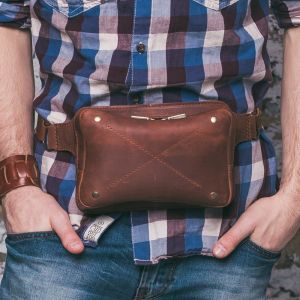 Сумка напоясная "Коньяк" (натуральная кожа)