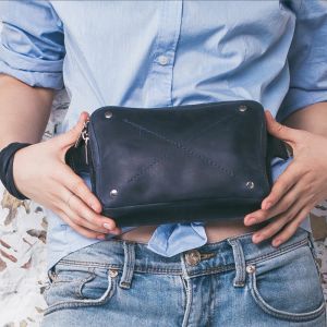 Сумка напоясная "Ночное небо" (натуральная кожа)