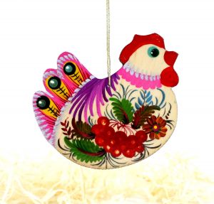 Сувенир с Петриковской росписью "Курочка" (01)