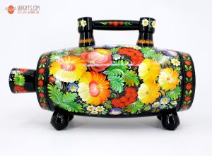 Бочка-бутылка с Петриковской росписью (04)