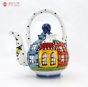 Чайник керамический "Домики"(02) (ручная работа)
