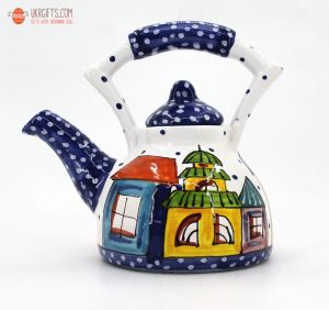 Чайник керамический "Домики"(01) (ручная работа)