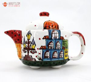 Чайник керамический "Домики"(25) (ручная работа)