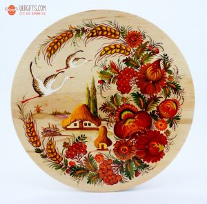 Тарелка с Петриковсксой росписью, диаметр 24 см (05)