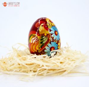 Писанка. Деревянное пасхальное яйцо с Петриковской росписью (04)