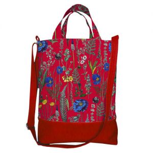 Сумка летняя "Васильки" (на красном)