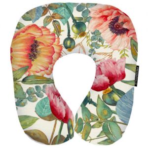 Дорожная подушка "Мальвы на белом"