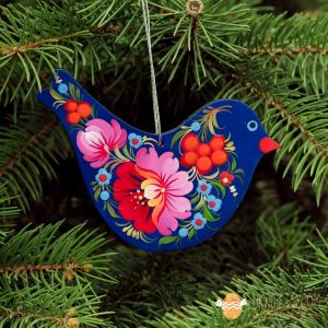 Елочная игрушка с Петриковской росписью "Снігур" (03)