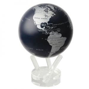 Самовращающийся глобус MOVA GLOBE SBE Silver/Black Metallic (серебристый с политической картой мира) 12 см
