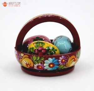 Пасхальный украинский сувенир «Писанки в корзинке» (02)