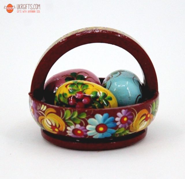 Пасхальный украинский сувенир «Писанки в корзинке» (02)