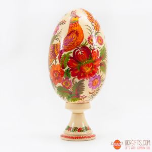 Пасхальное яйцо большое (писанка) на подставке "Казковий птах"