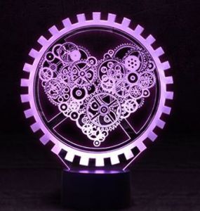 Светодиодный светильник 3D "Механическое сердце"