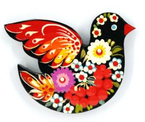 Магнитик на холодильник с Петриковской росписью "Птичка" (03)