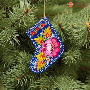 Елочная игрушка с Петриковской росписью "Сапожок" (11)