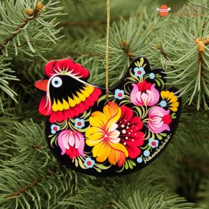 Сувенир с Петриковской росписью "Курочка" (04)