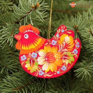 Сувенир с Петриковской росписью "Курочка" (05)