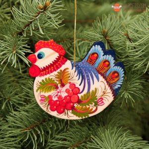 Сувенир с Петриковской росписью "Курочка" (06)