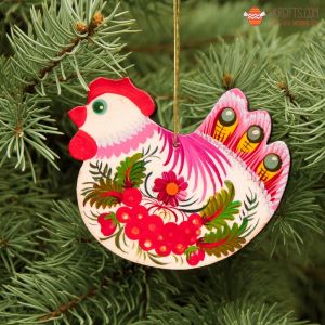 Сувенир с Петриковской росписью "Курочка" (08)