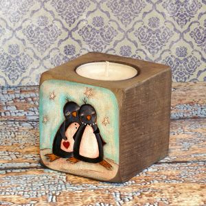 Подсвечник "Пингвинчики мими-ми"