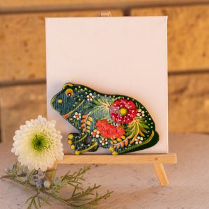 Магнитик на холодильник с Петриковской росписью "Жабка" (04)