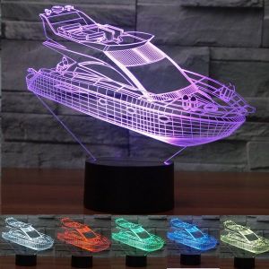 3D светильник, ночник "Яхта"