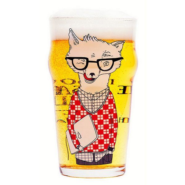 Бокал для пива 0,5 "Лис с ноутбуком"