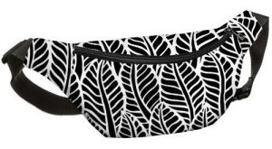 Напоясная сумка, бананка "Листья ч\б"