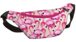 Напоясная сумка, бананка "Розовые фламинго"