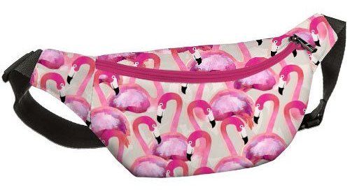 Напоясная сумка, бананка "Розовые фламинго"