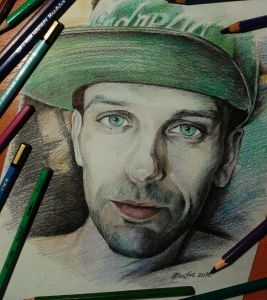 Портрет по фотографии, акварельные карандаши, формат А3