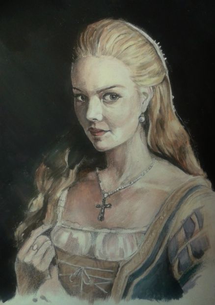 Женский портрет по фотографии, акварельные карандаши, формат А4