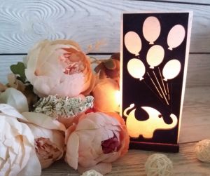 Соляная лампа "Слоник с воздушными шариками"