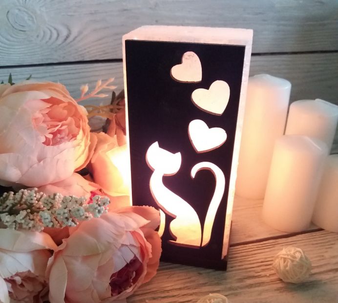 Соляная лампа "Кот - романтик"