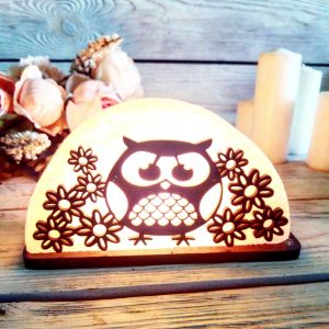 Cоляной светильник "Сова и цветочки"