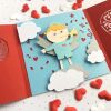 Механическая открытка - сюрприз "Ангел - блондин на облачке"