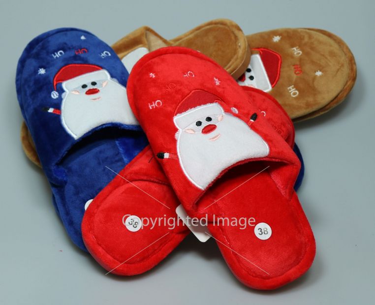 Тапочки домашние "Дед мороз" синие размер 37р. 38р.