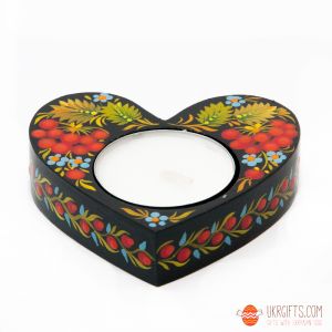 Подсвечник с Петриковской росписью Сердце (02)