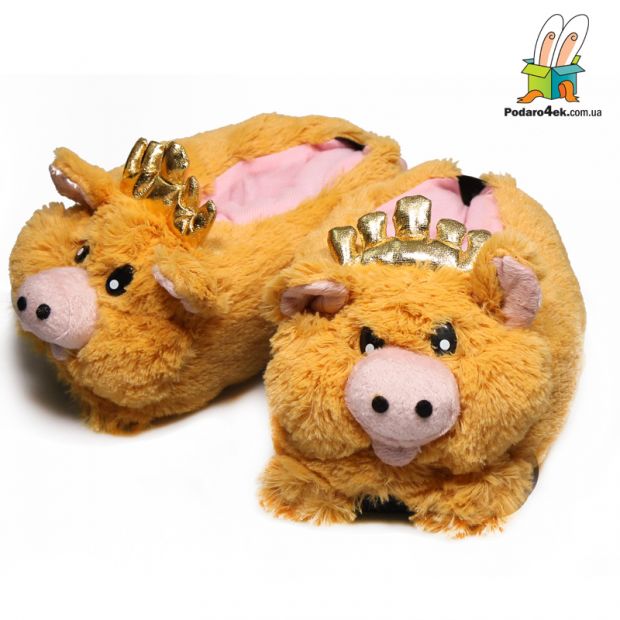 Тапочки домашние "Царь свинка" (коричневая)